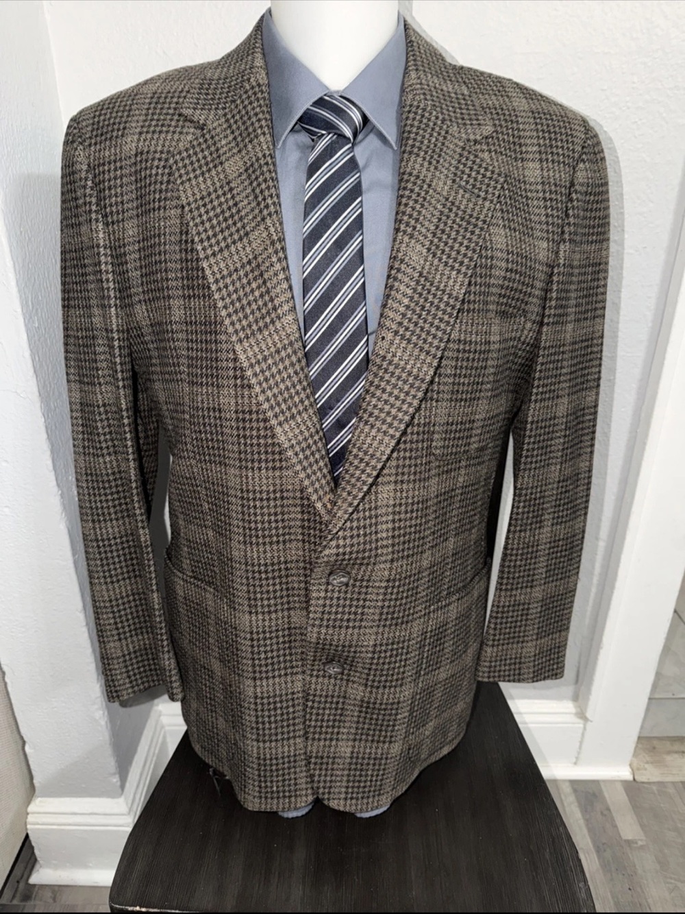 Joseph Abboud Blazer Mens 42R Brown Plaid Lambswool